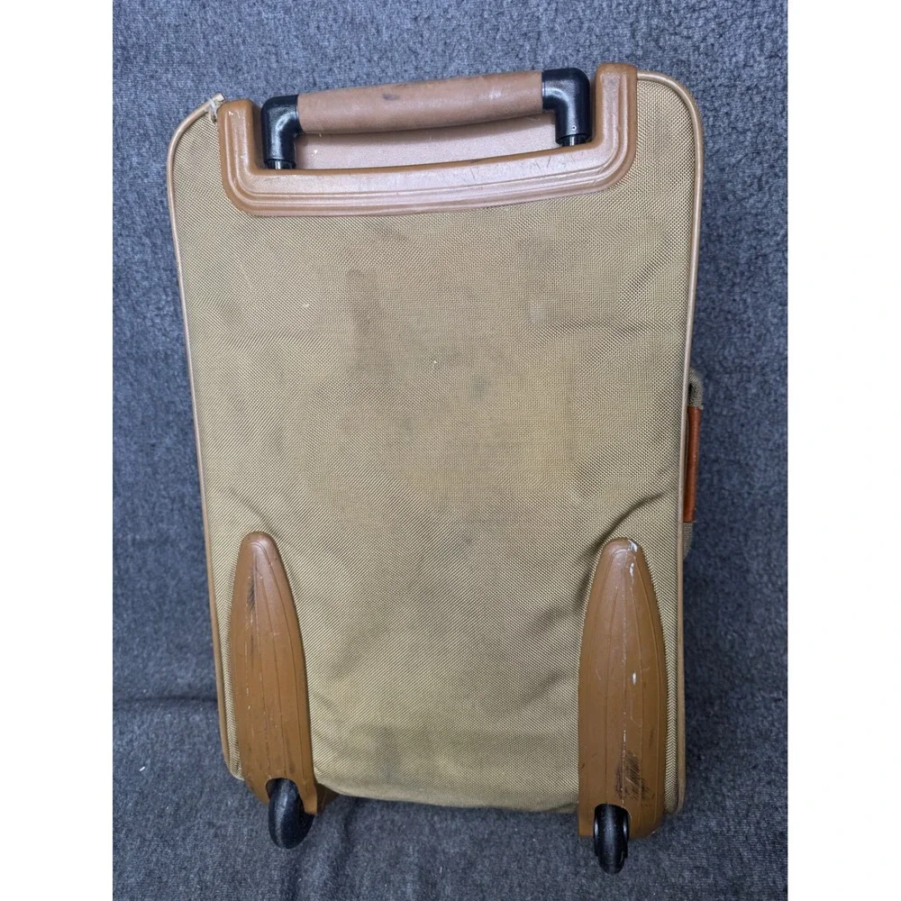 Hartmann Rolling Suitcase Tan Ballistic Nylon Belting Leather Trim 22 Inch Carry